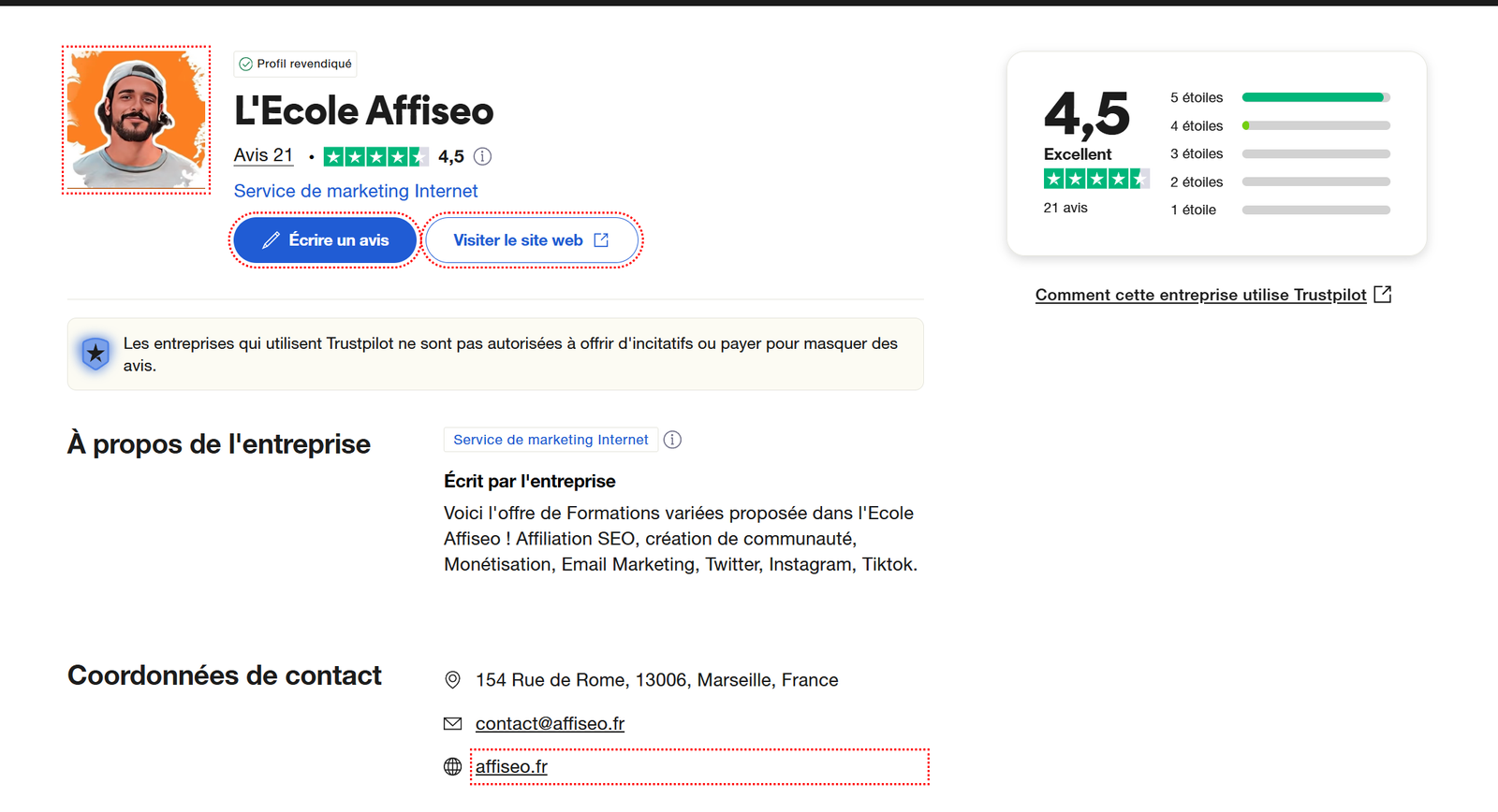 Aperçu des formations Affiseo